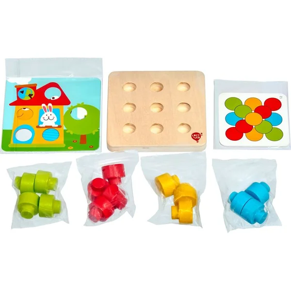 Lucy & Leo 220 Mosaïque colorée - jeu en bois avec de grands chevilles et modèles