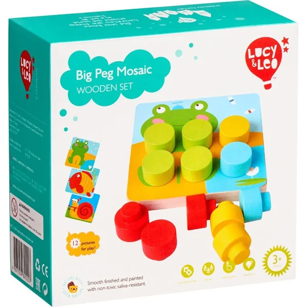 Lucy & Leo 220 Mosaïque colorée - jeu en bois avec de grands chevilles et modèles