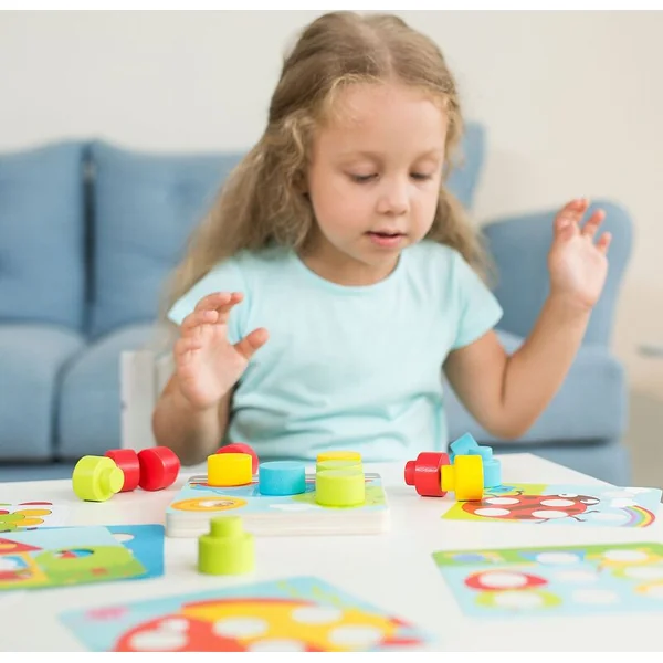 Lucy & Leo 220 Mosaïque colorée - jeu en bois avec de grands chevilles et modèles