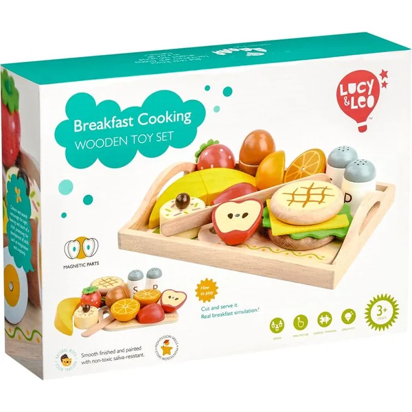 Lucy & Leo 222 Petit déjeuner sur plateau - ensemble de jeu en bois avec aimants