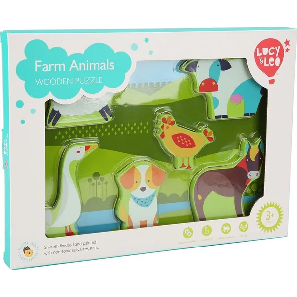 Lucy & Leo 226 Animaux de la ferme - puzzle en bois à encastrer 7 pièces