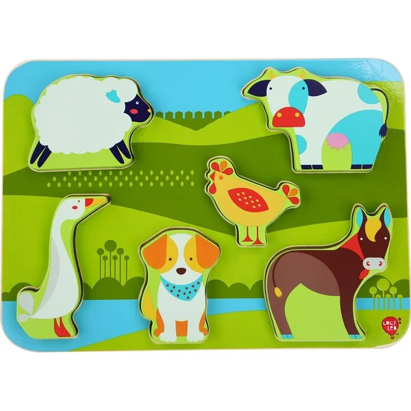 Lucy & Leo 226 Animaux de la ferme - puzzle en bois à encastrer 7 pièces