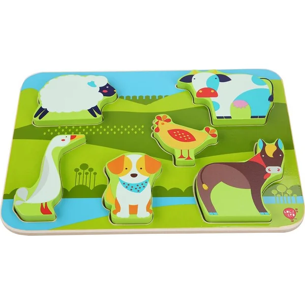 Lucy & Leo 226 Animaux de la ferme - puzzle en bois à encastrer 7 pièces