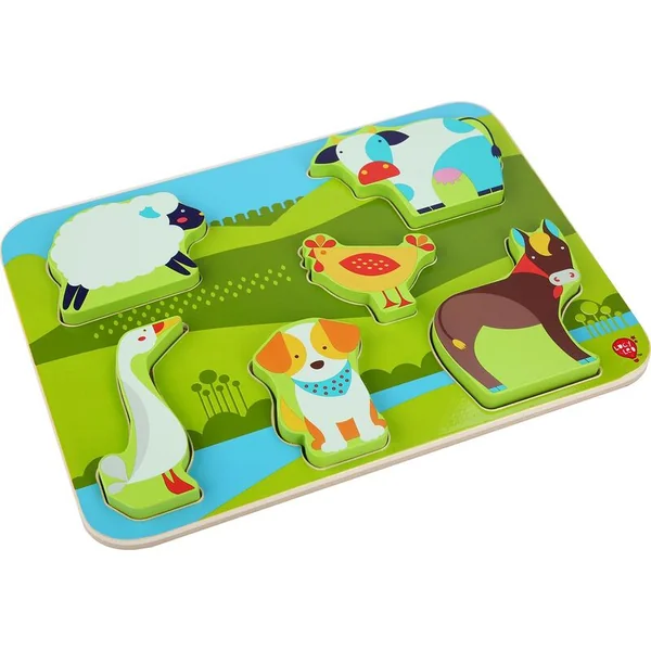 Lucy & Leo 226 Animaux de la ferme - puzzle en bois à encastrer 7 pièces