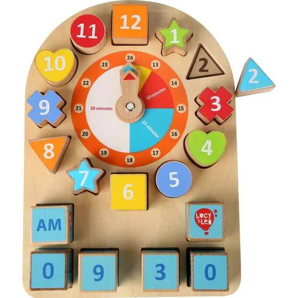 Lucy & Leo 232 Heures et formes - planche de jeu éducative en bois