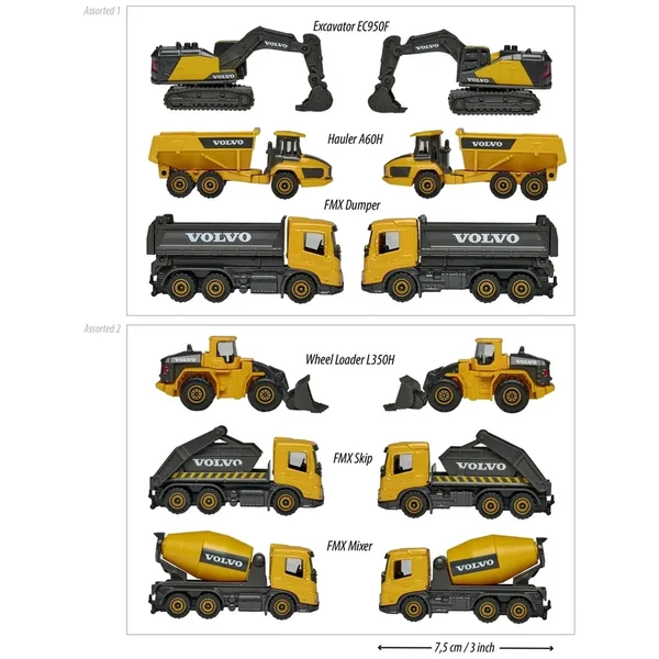 Majorette - Volvo Construction Assortment 3 Pcs Pack Play Vehicles