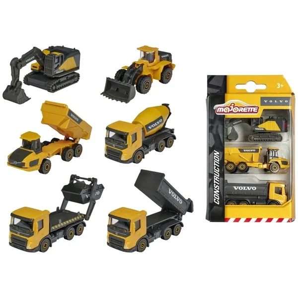 Majorette - Volvo Construction Assortment 3 Pcs Pack Play Vehicles
