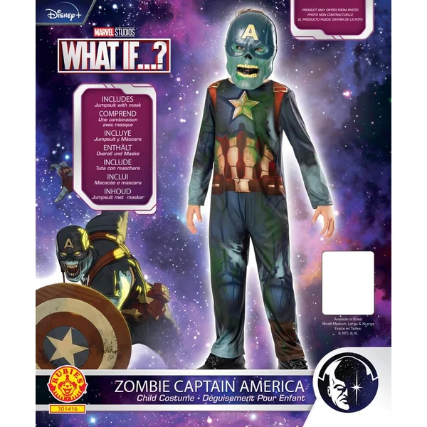 MARVEL - AVENGERS - DEGUISEMENT - CAPTAIN AMERICA ZOMBIE - TAILLE XL 9-10 ANS