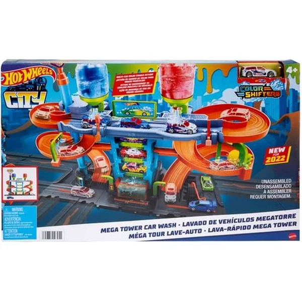 Mattel Hot Wheels City color shifters lave-auto avec spirale