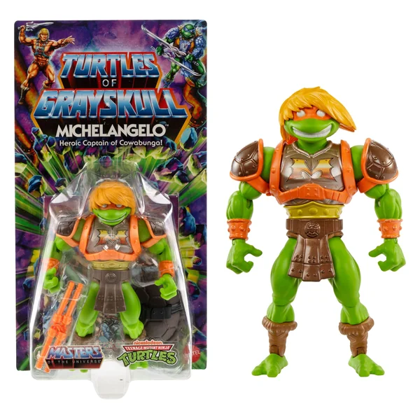 Michelangelo figurine MOTU x TMNT Turtles of Grayskull Mattel 14 cm