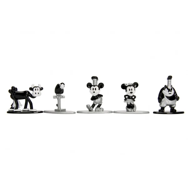 MICKEY MOUSE, THE TRUE ORIGINAL 90 YEARS: MICKEY, MINNIE, CLARABELLE, PARROT & PETE - pack de 5 figurines en métal 3.5 cm (NANO METALFIGS)