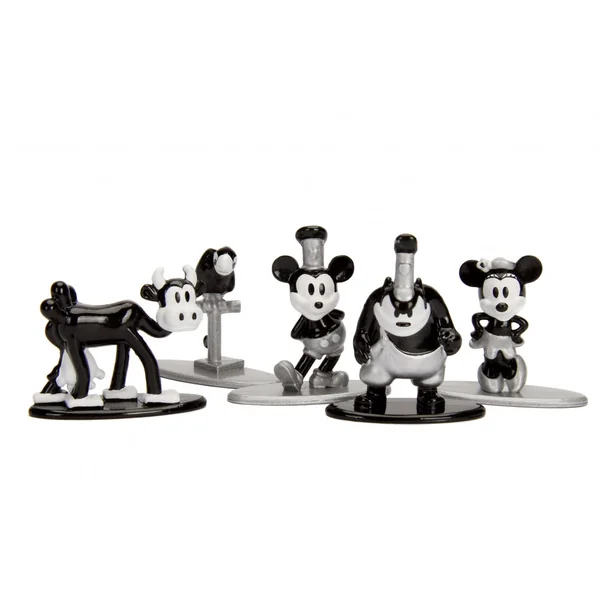 MICKEY MOUSE, THE TRUE ORIGINAL 90 YEARS: MICKEY, MINNIE, CLARABELLE, PARROT & PETE - pack de 5 figurines en métal 3.5 cm (NANO METALFIGS)
