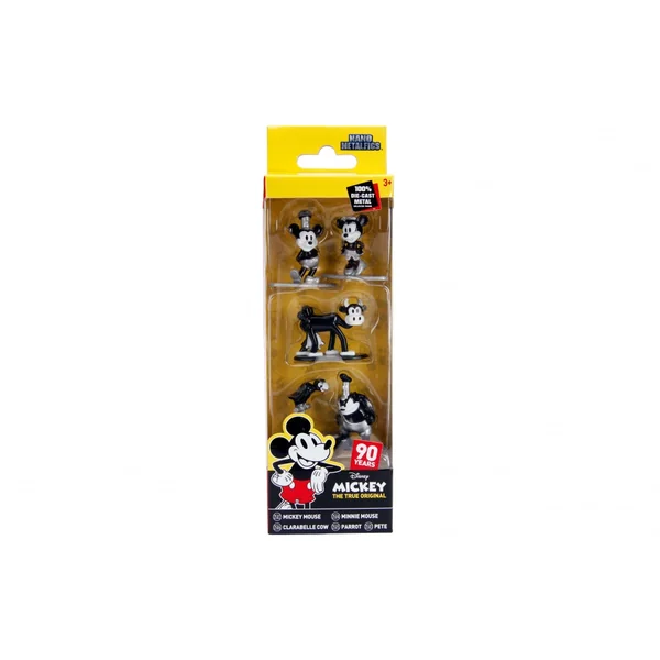 MICKEY MOUSE, THE TRUE ORIGINAL 90 YEARS: MICKEY, MINNIE, CLARABELLE, PARROT & PETE - pack de 5 figurines en métal 3.5 cm (NANO METALFIGS)
