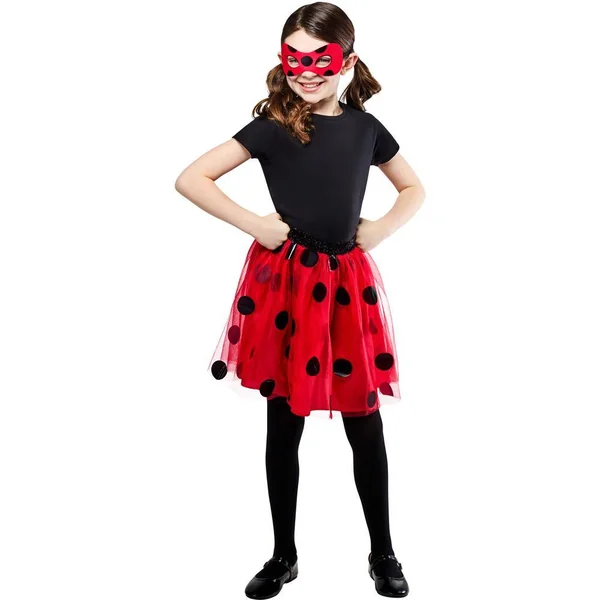 MIRACULOUS - DEGUISEMENT JUPE TUTU LADYBUG + MASQUE - TAILLE UNIQUE 5-8 ANS