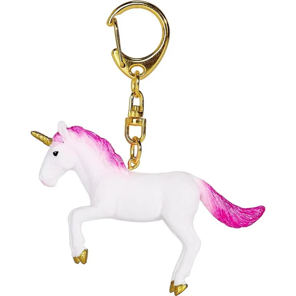 Mon Porte-clés Licorne en saut, rose néon