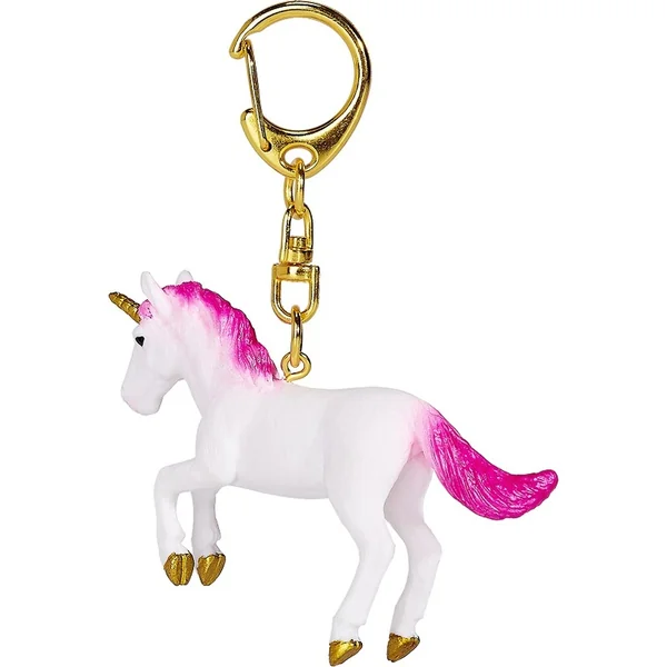 Mon Porte-clés Licorne en saut, rose néon