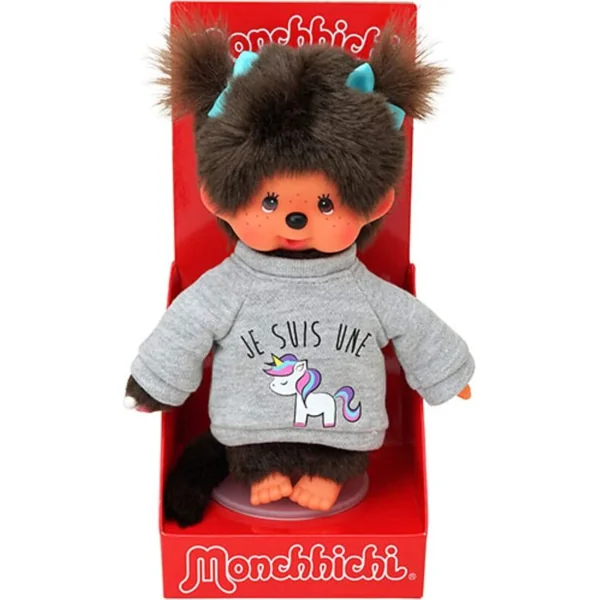 Monchhichi Mončiči Mončiči fille en pull avec licorne 20cm