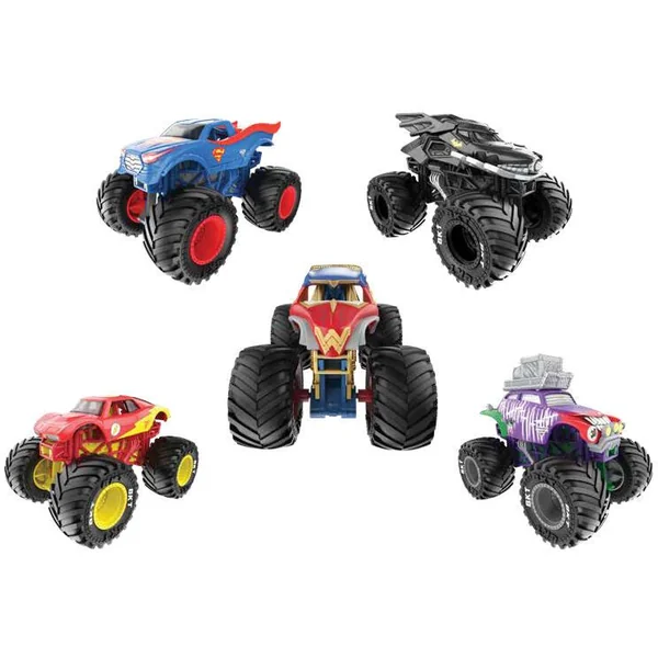 MONSTER JAM - DC™ JUSTICE LEAGUE™VS. THE JOKER™ PACK 5 VEHICULES DIE CAST 1.64