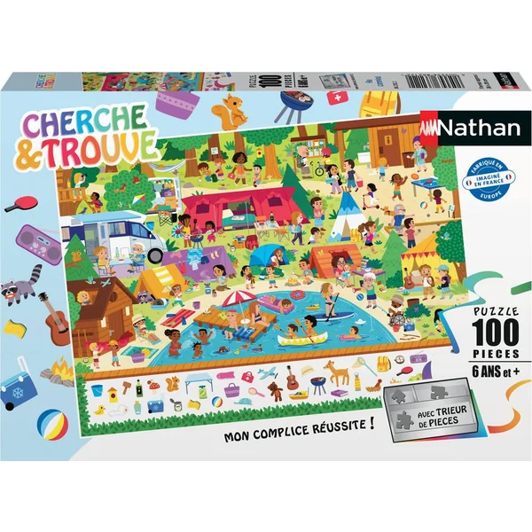 NATHAN PUZZLE 100 PIECES - AU CAMPING - CHERCHE ET TROUVE