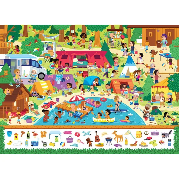NATHAN PUZZLE 100 PIECES - AU CAMPING - CHERCHE ET TROUVE