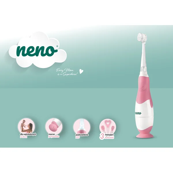 NENO Brosse à dents électrique pour enfants Denti - rose 3m+
