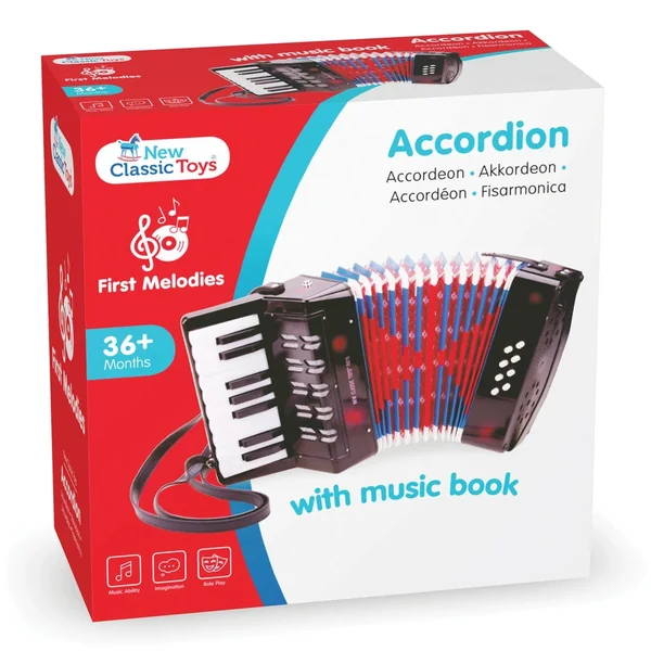 New Classic Toys - Accordion With Music Book - Black - Musical Instruments