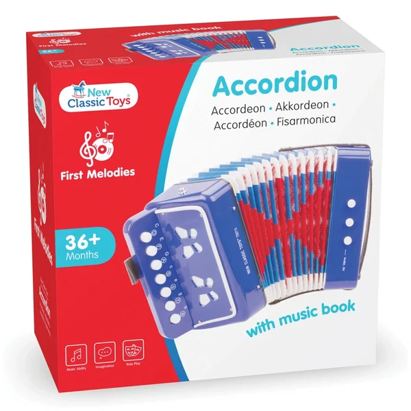 New Classic Toys - Accordion With Music Book - Blue - Musical Instruments