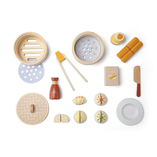 New Classic Toys - Pretend Professions - Wooden Dim Sum Play Food Set - 3+ Yrs - Educational Play