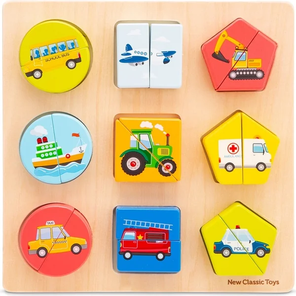New Classic Toys Puzzle en bois à encastrer - moyens de transport