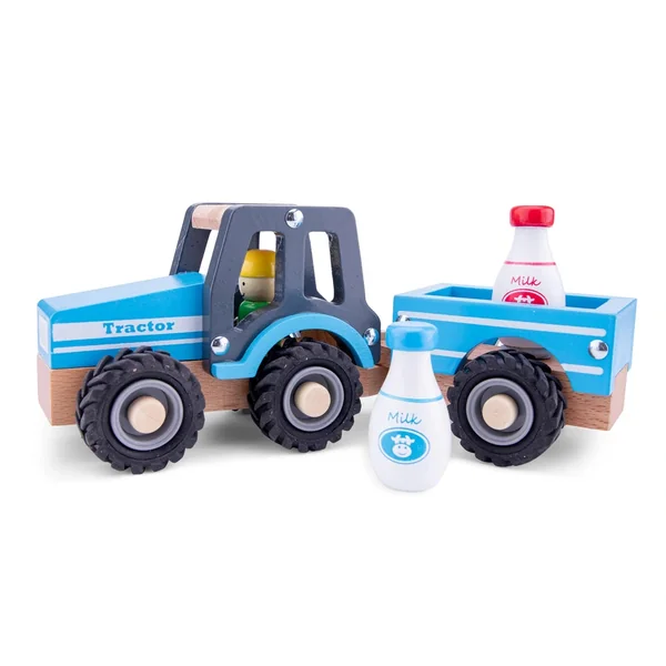 New Classic Toys - Tractor With Trailer - Milk Bottles - Play Vehicles