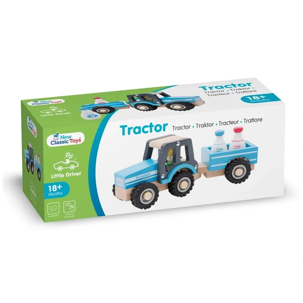 New Classic Toys - Tractor With Trailer - Milk Bottles - Play Vehicles