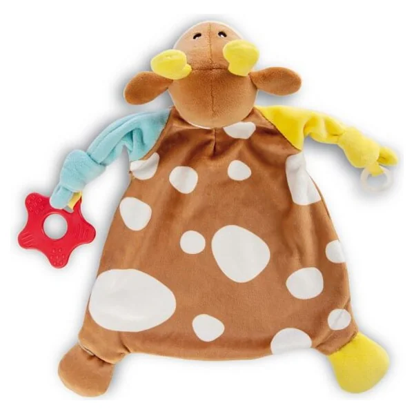 NICI MFN peluche Vache avec anneau de dentition et attache-tétine 25x25cm