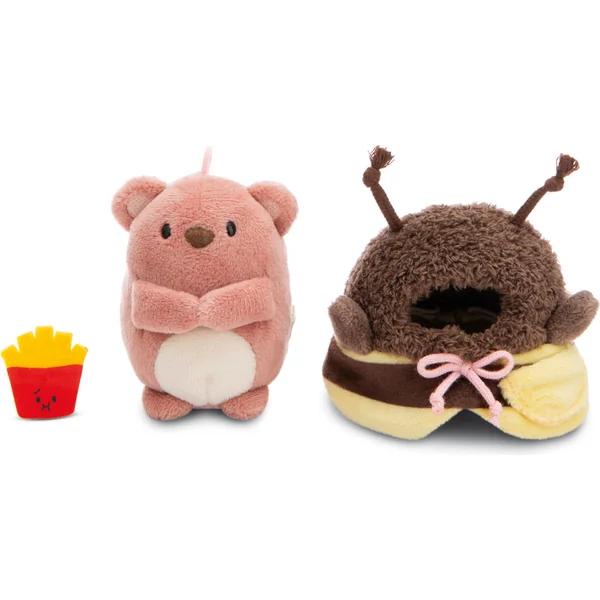 NICI peluche MyMochi Ours Nomo 8cm en costume d'abeille et frites, set emballage cadeau
