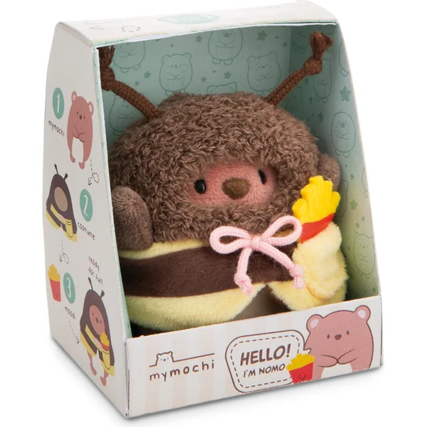 NICI peluche MyMochi Ours Nomo 8cm en costume d'abeille et frites, set emballage cadeau