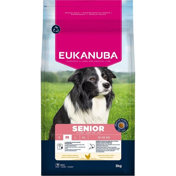 Nourriture EUKANUBA Senior Medium riche en poulet frais 3 kg