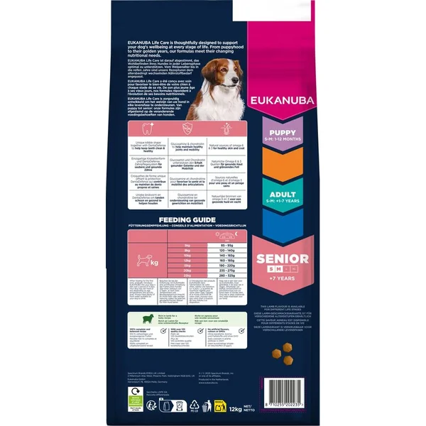 Nourriture EUKANUBA Senior Small and Medium riche en agneau 12 kg