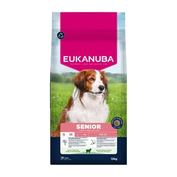Nourriture EUKANUBA Senior Small and Medium riche en agneau 12 kg