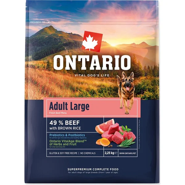 Nourriture Ontario Adult Large Bœuf & Riz Brun 2,25kg