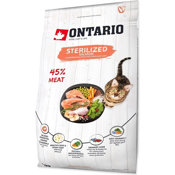 Nourriture Ontario Cat Sterilised Saumon 2kg
