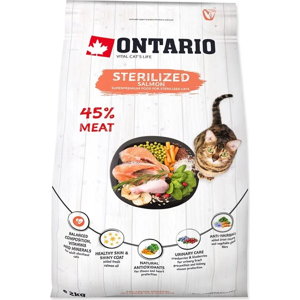 Nourriture Ontario Cat Sterilised Saumon 2kg