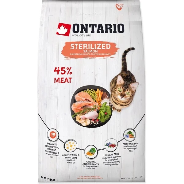 Nourriture Ontario Cat Sterilised Saumon 6,5kg