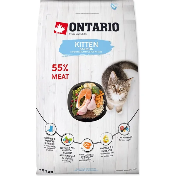 Nourriture Ontario Kitten Saumon 6,5kg