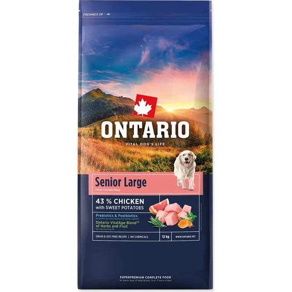 Nourriture Ontario Senior Large Poulet & Patates Douces 12kg