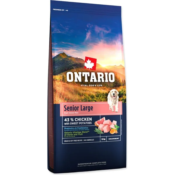 Nourriture Ontario Senior Large Poulet & Patates Douces 12kg