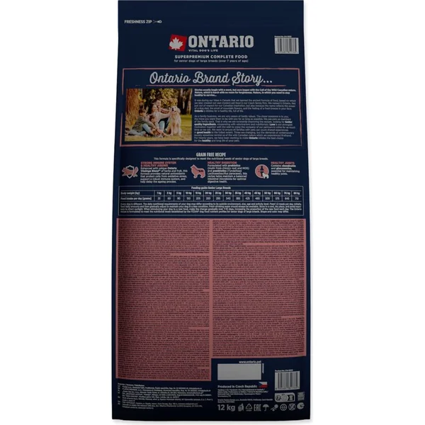 Nourriture Ontario Senior Large Poulet & Patates Douces 12kg