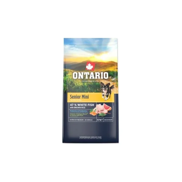 Nourriture Ontario Senior Mini Poisson & Riz Brun 6,5kg