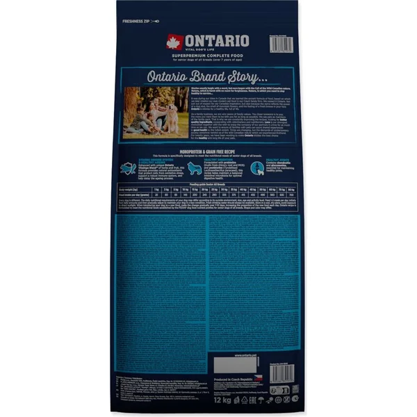 Nourriture Ontario Senior Toutes Races Monoprotéine Dinde & Patates Douces 12kg