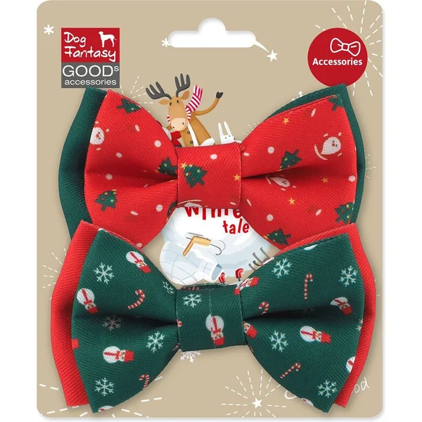 Nœud papillon Dog Fantasy Winter Tale Noël 10x6cm 2pcs