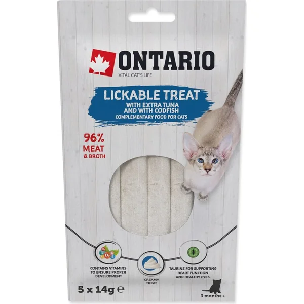Ontario friandise léchage extra thon et morue 5x14g