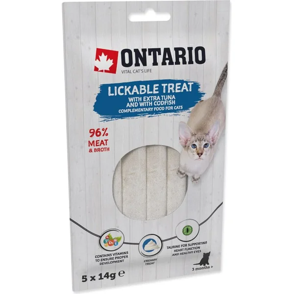 Ontario friandise léchage extra thon et morue 5x14g